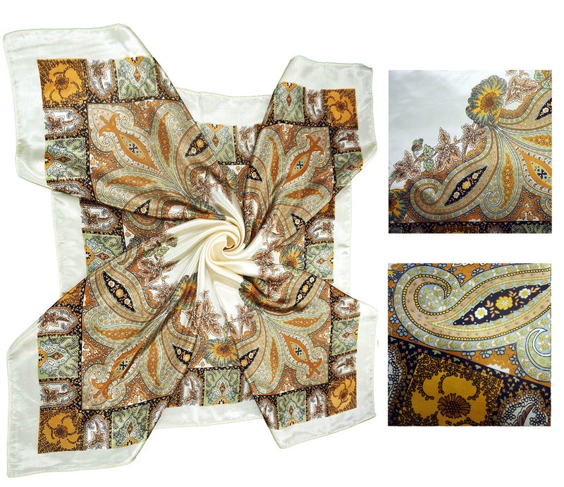LilMents 4 Mixed Designs Large 35" Ã— 35" Square Polyester Satin Neck Head Scarf Scarves Set (Set Y16) - Image 2